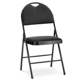 Portable High-Back Upholstered & Padded Metal Folding Chair, Black F3F4 - product image 1