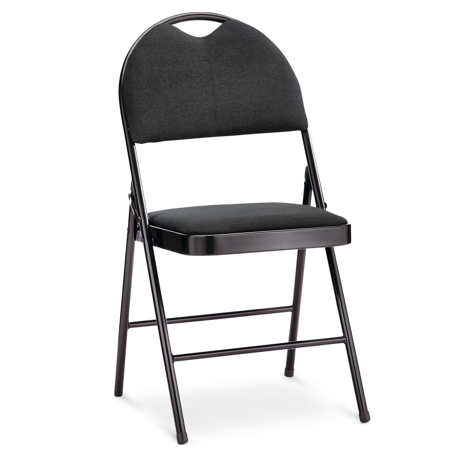 Portable High-Back Upholstered & Padded Metal Folding Chair, Black F3F4 - product image 1