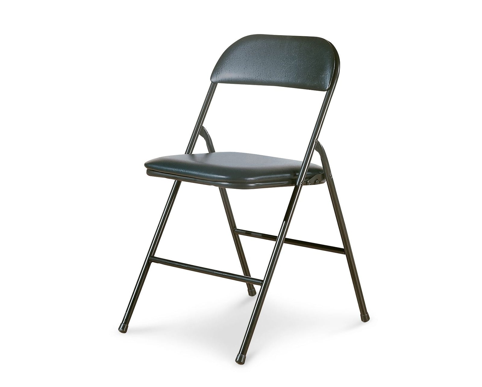 Portable Vinyl Upholstered & Padded Metal Folding Chair, Black A5E0 - product image 1