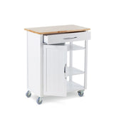 Wood Top Kitchen Utility Storage Cart/Island With Locking Wheels, White C0Z2 - product image 1