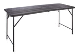 Woodgrain Folding Table, Plastic/Steel, Black, 6-ft N6T2 - product image 1