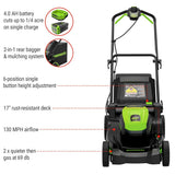 60V 17-in Push Lawn Mower with 4.0 Ah Battery & 3A Charger H2J2 - product image 6