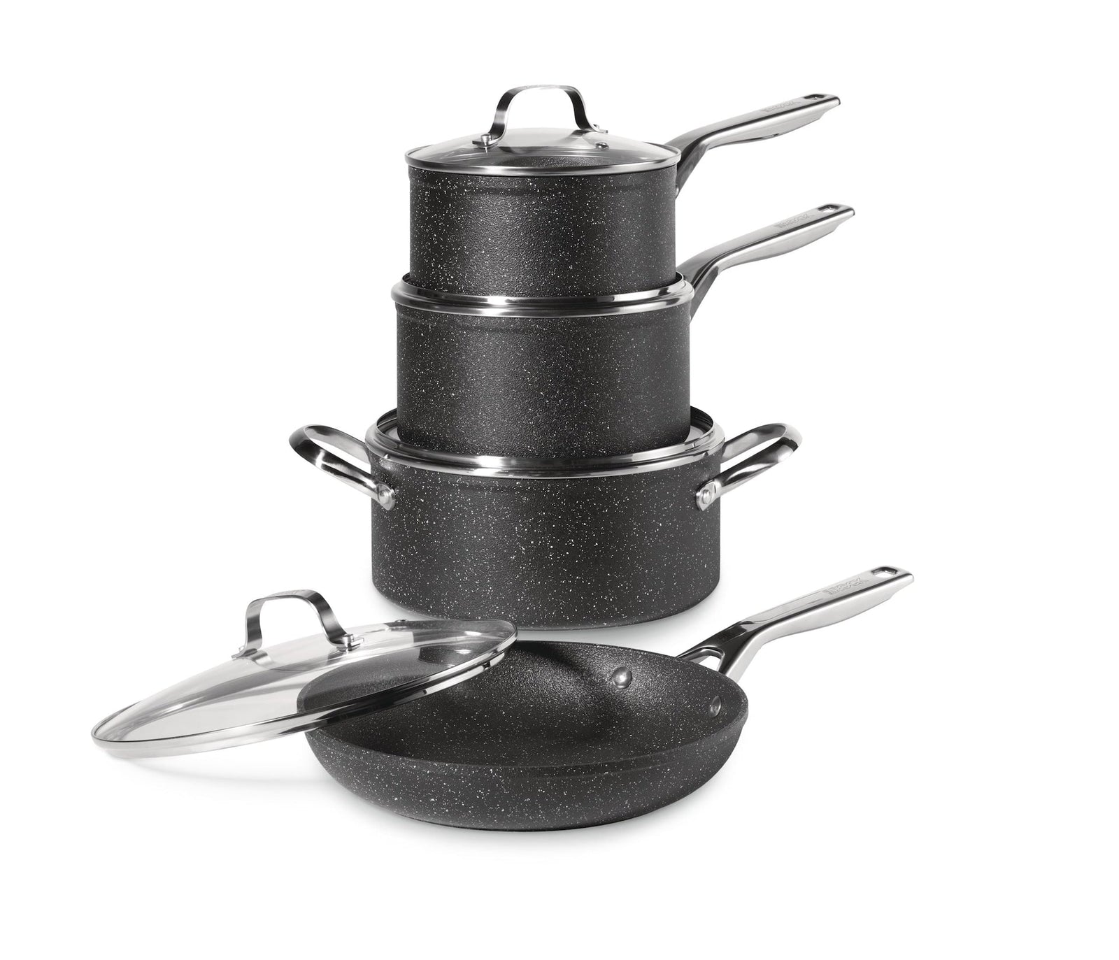 Rock Essence Cookware Set with Glass Lids, Aluminum, 8-pc C3L0 - product image 1