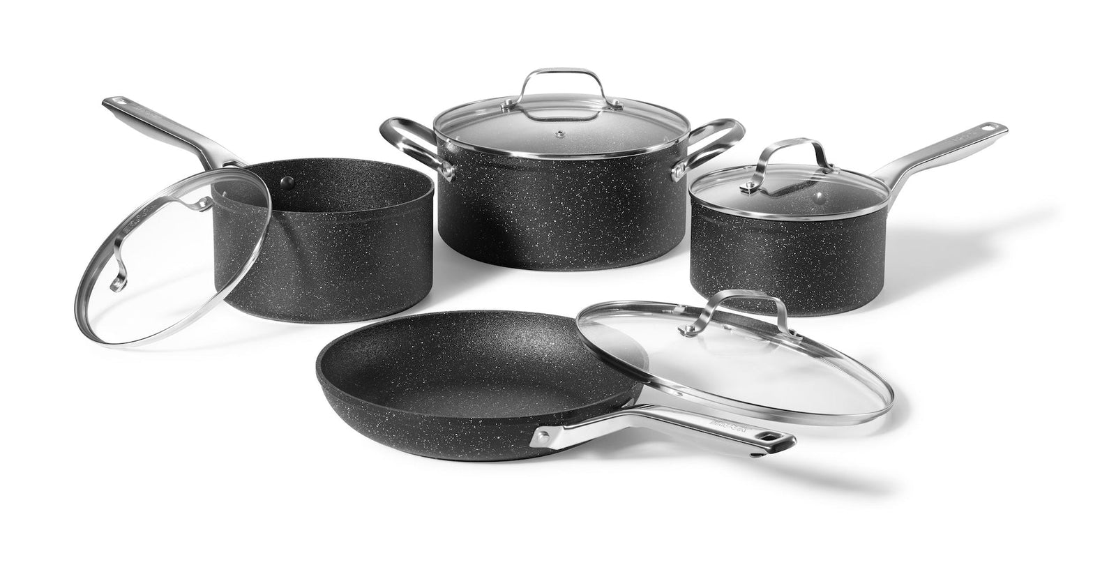 Rock Essence Cookware Set with Glass Lids, Aluminum, 8-pc C3L0 - product image 2