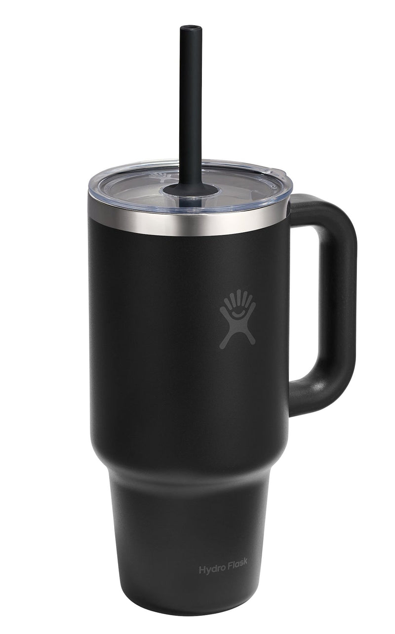 Stainless Steel Insulated Travel Tumbler Cup with Clear Straw Lid & Handle, Various Colours, 32-oz I8C7