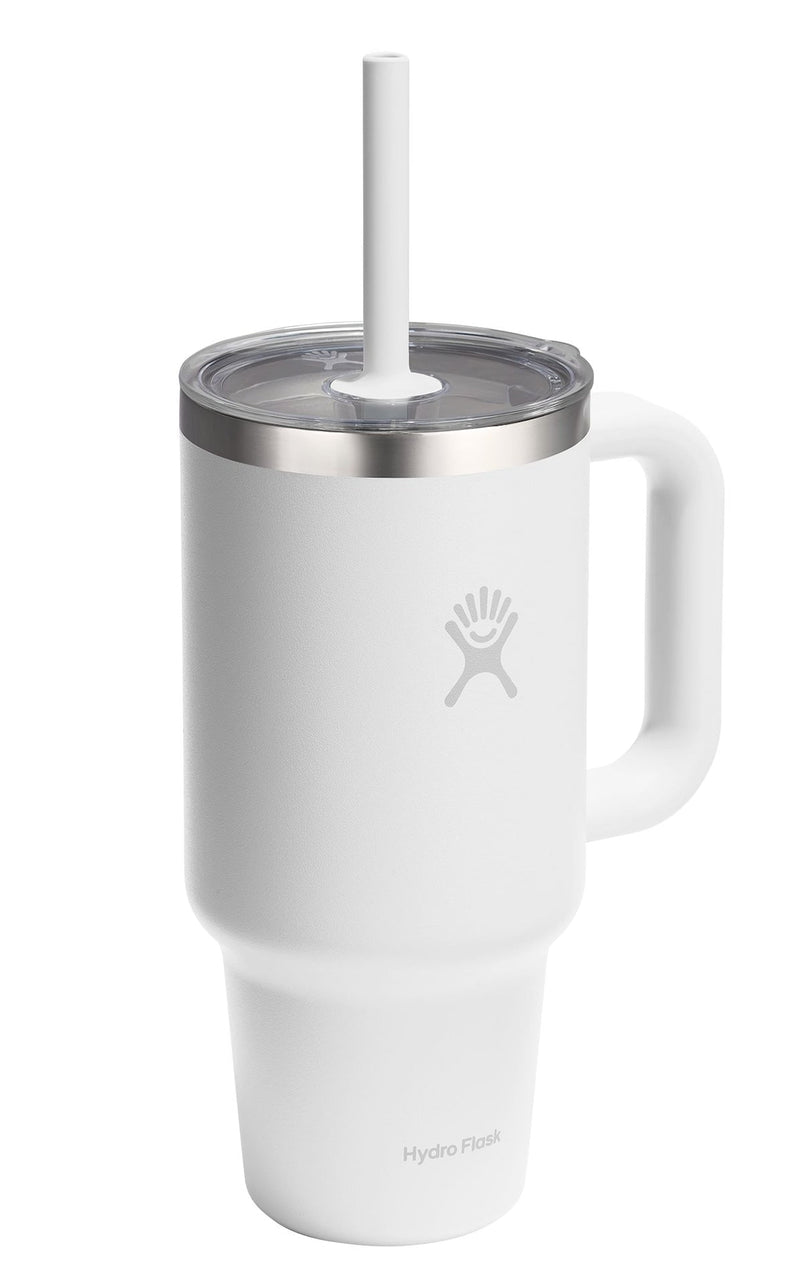 Stainless Steel Insulated Travel Tumbler with Clear Lid, White, 32-oz N8K5