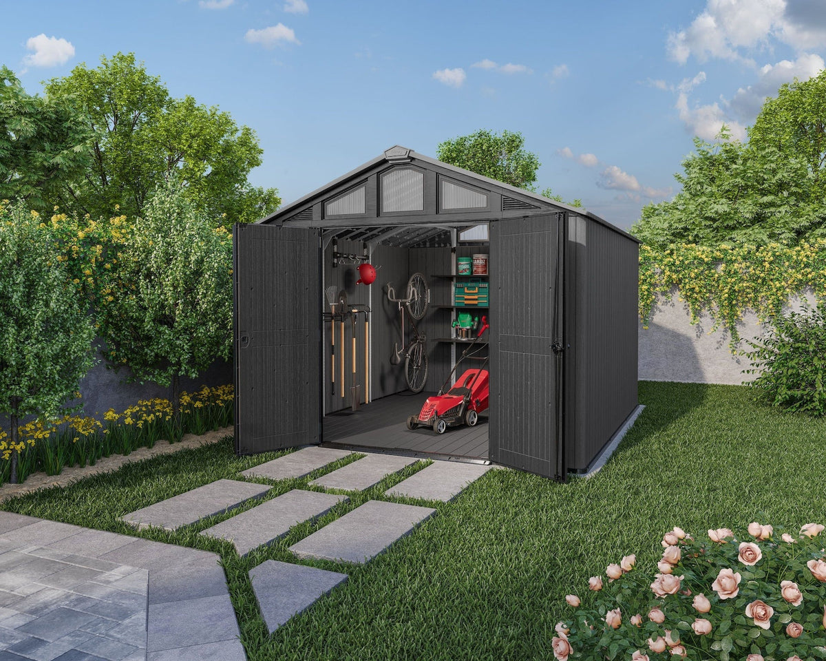 Apex Resin 2-Door Outdoor Storage Shed with Full Length Skylight, Grey, 10-ft x 11.5-ft O5H2 - product image 8