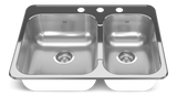 Reginox Drop In Double Bowl 3-Hole Kitchen Sink, 27.25-in. x 20.56-in, Stainless Steel Q8M5 - product image 1