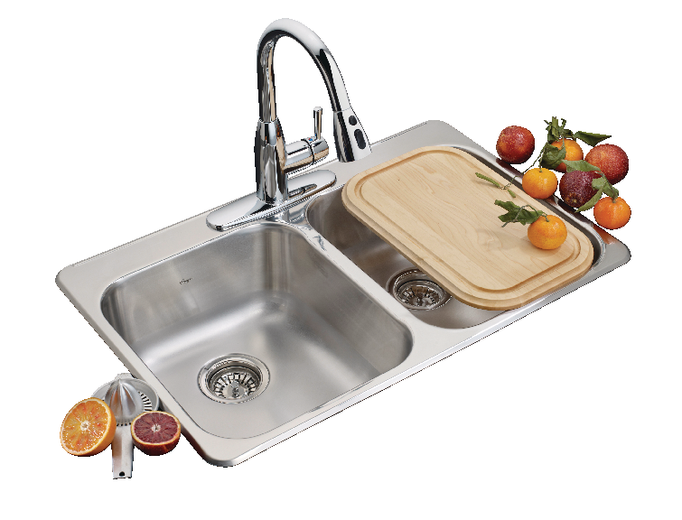 Reginox Drop In Double Bowl 3-Hole Kitchen Sink, 31.25-in LR x 20.5-in FB, Stainless Steel G2S7 - product image 1