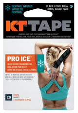 Tape Pro Ice Pre-Cut Elastic Kinesiology Sports Tape with Menthol, Black, 10 x 2-in Strips, 20-pk R8E7 - product image 1