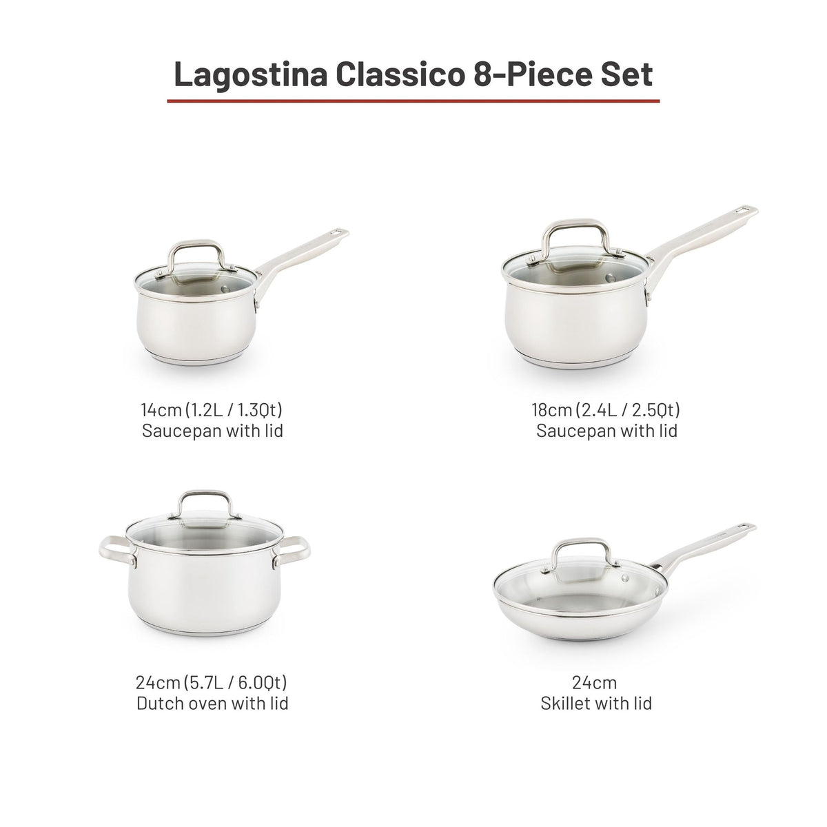 Classico Stainless Steel Cookware Set, 8-pc X4D9 - product image 4