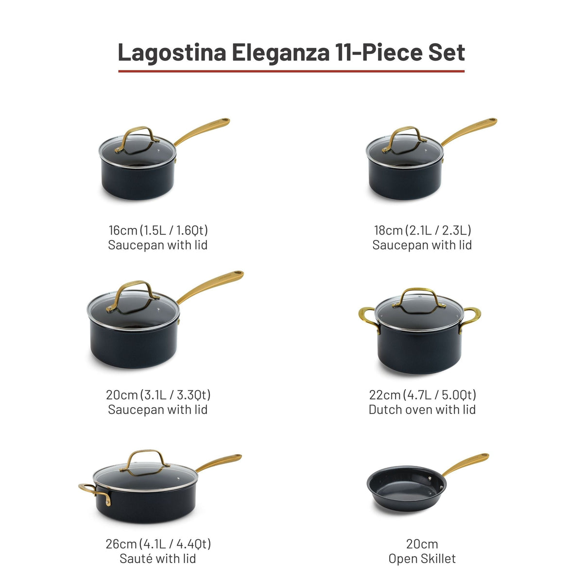 Eleganza Ceramic Pro Non-Stick Cookware Set, 11-pc N8W3 - product image 5