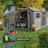 Outdoor Storage Shed with Dual Side Entry, Dark Grey Roughcut, 15 x 8-ft E8C7 - product image 4
