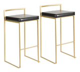 Fuji Stackable PU Leather Counter/Bar Stools (2-Piece Set), Gold/Black U7O2 - product image 1