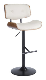 Lombardi PU Leather Swivel Counter/Bar Stool Adjustable Height, Walnut/Cream E2Q2 - product image 1