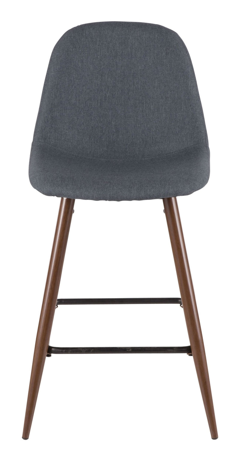 Pebble Armless Upholstered Counter/Bar Stool (2-Piece Set), Walnut/Blue V0I2