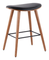 Saddle Wood & PU Leather Seat Counter/Bar Stools (2-Piece Set), Walnut/Black M9H0 - product image 3