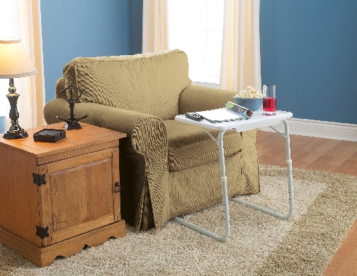 Kleen Tilt-a-Table Portable Height Adjustable TV Tray/Laptop Table, White B9A7 - product image 3