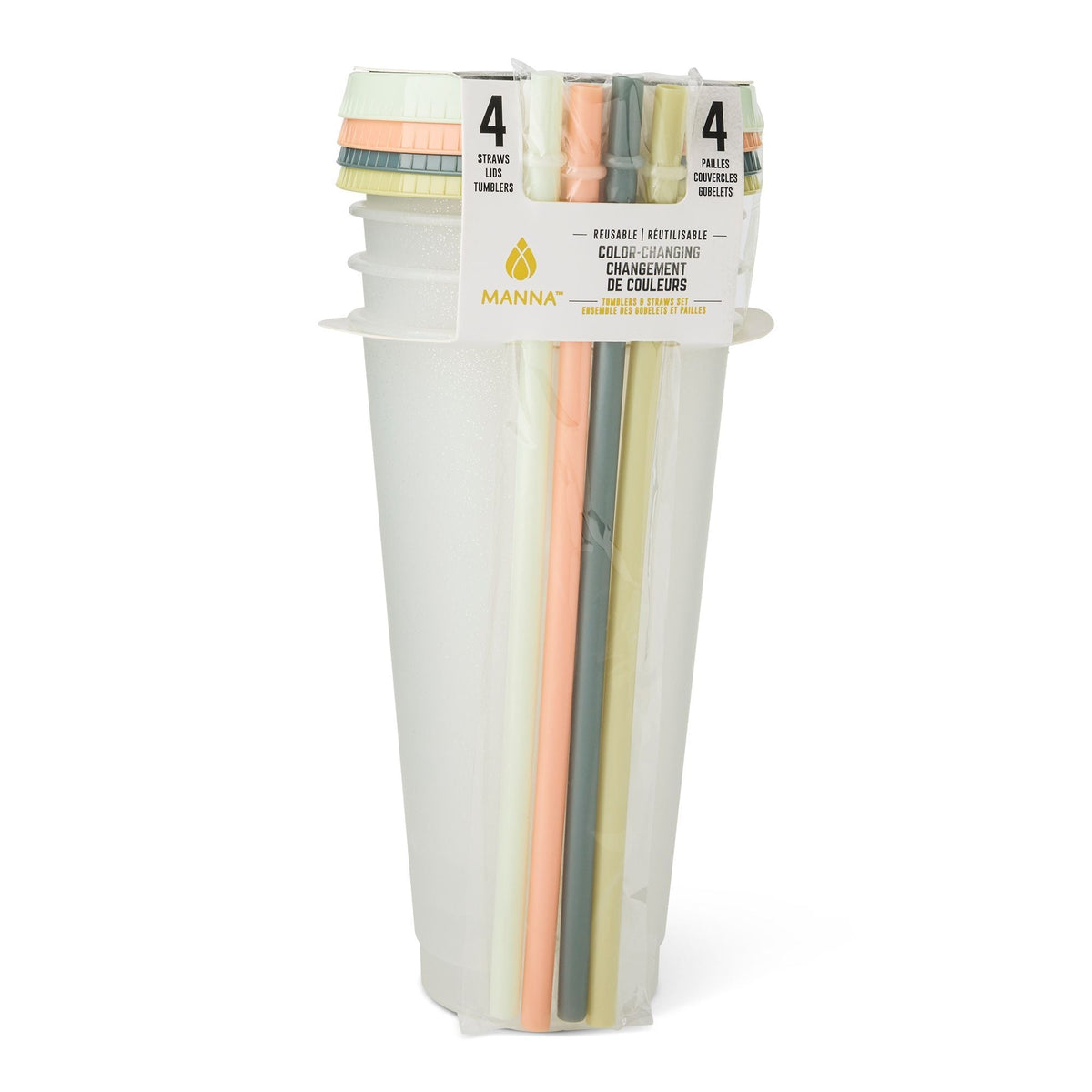 Colour Changing Glitter Plastic Tumbler with Splashproof Lid, 24-oz, 4-pk R7O6 - product image 3