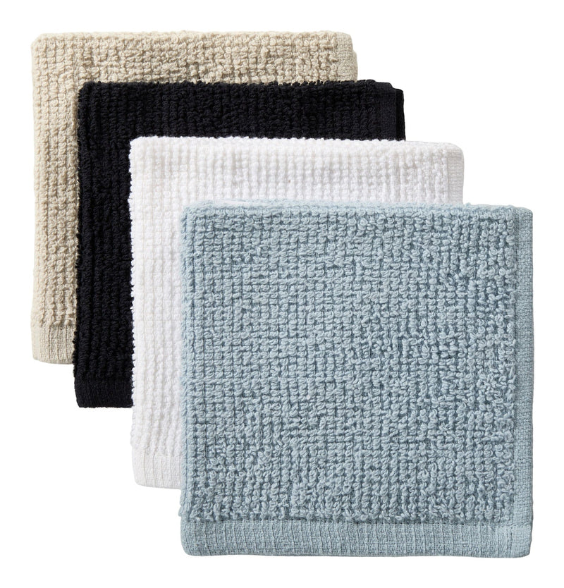 Bar Mop Dish Cloths, Black, Grey & Dusty Blue, 12-in, 8-pk D4N1