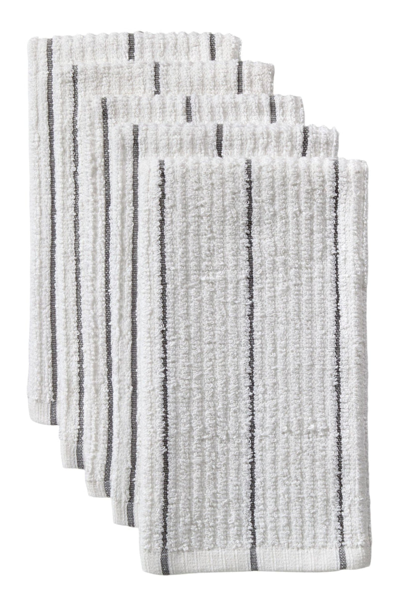Ribbed Stripe Bar Mop Dish Cloths, Grey Stripes, 5-pk H9I2