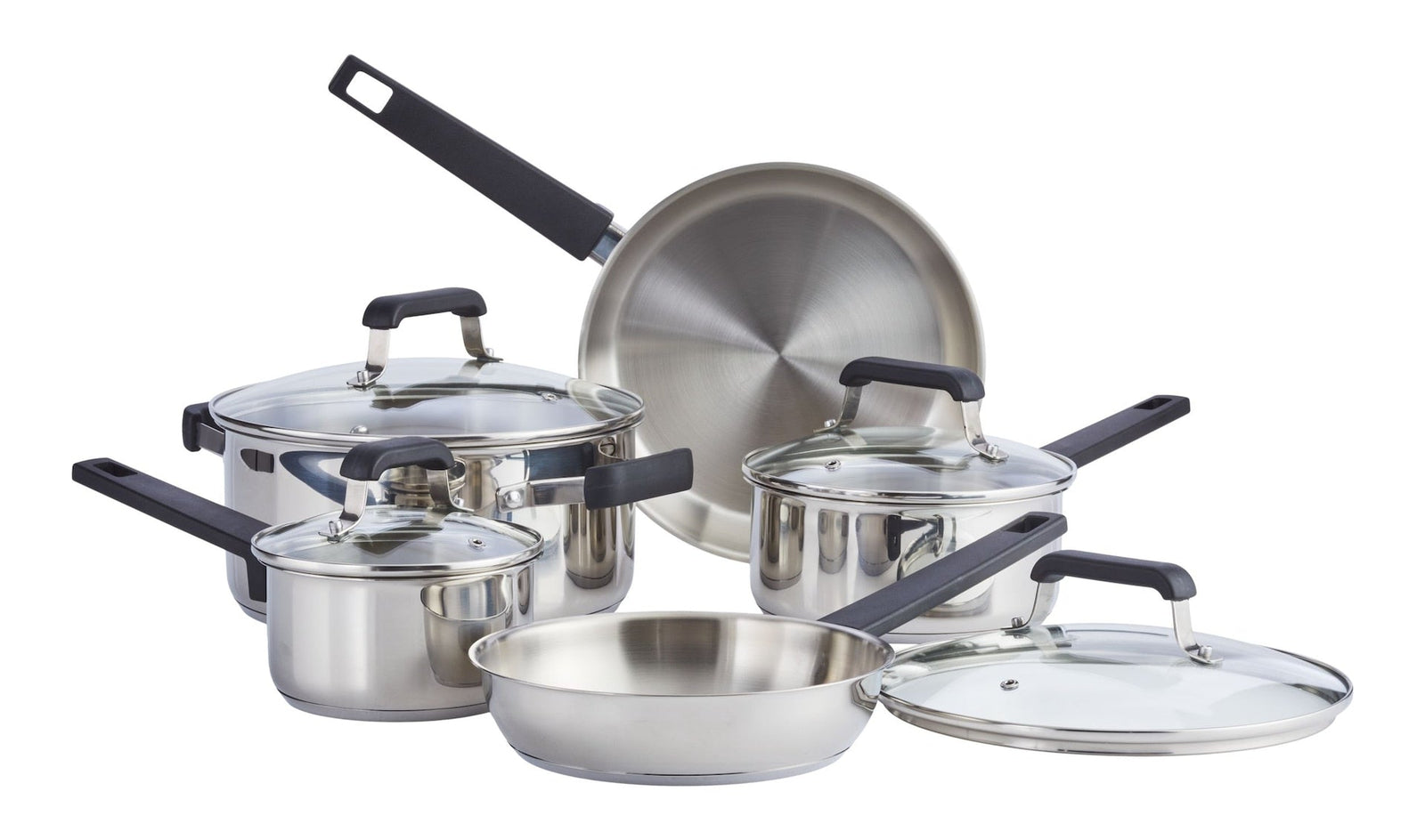 Stainless Steel Cookware Set with Glass Lids, 9-pc Y9I4 - product image 1