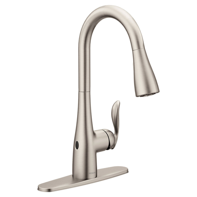 Arbor Single Handle Touchless Pull Down Spot-Resist Sprayer Kitchen Faucet with MotionSense & Power Clean, Stainless Steel W8T1