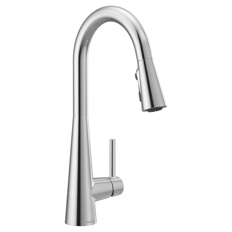 Sleek Single Handle High Arc Pull Down Sprayer Kitchen Faucet with Power Boost, Chrome V9G4
