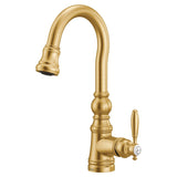 Weymouth Single Handle High Arc Pull Down Sprayer Kitchen Faucet with Power Clean, Brushed Gold S3L4 - product image 1