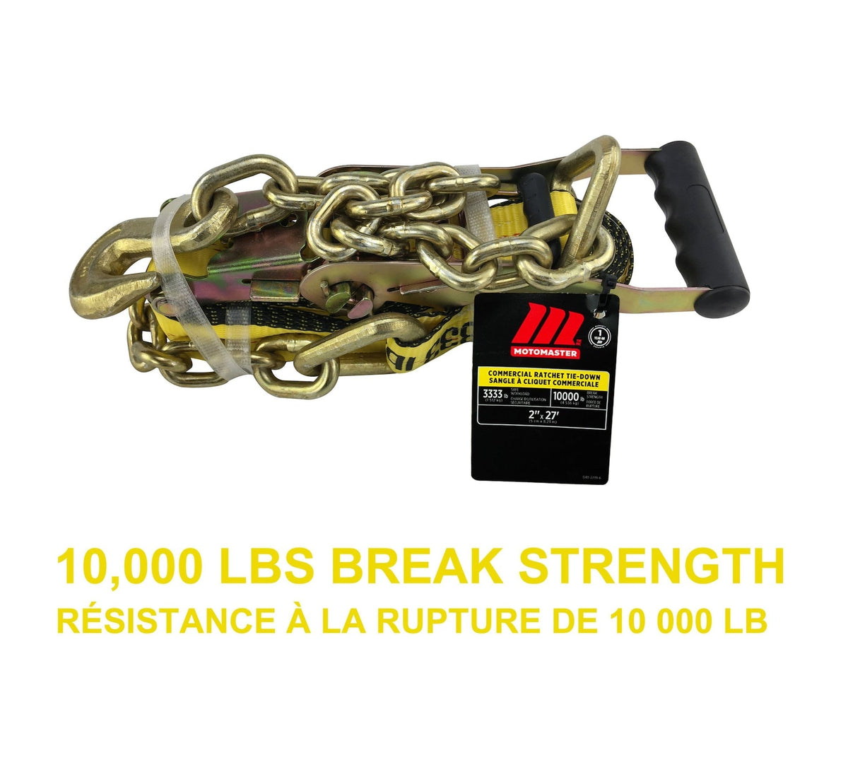 10,000-lb Commercial Ratchet Tie Down Strap, with 18-in Chain, 2-in x 27-ft S0X0 - product image 4