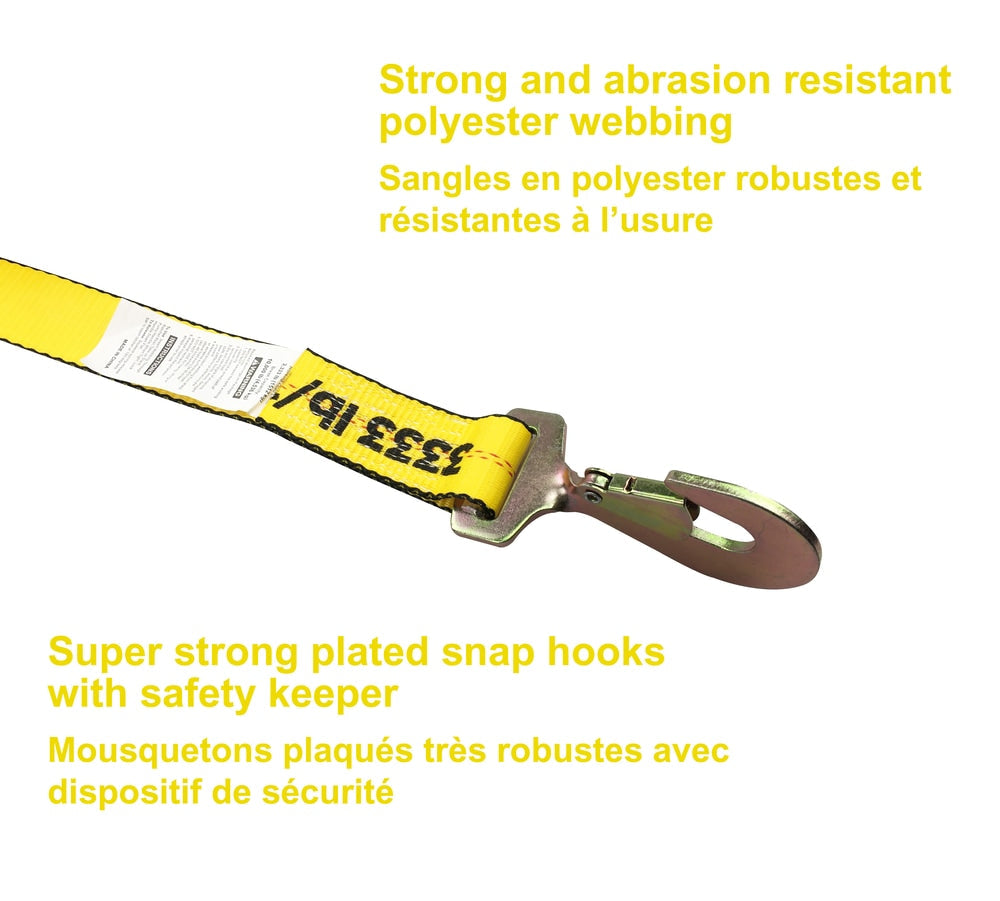 10,000-lb Commercial Ratchet Tie Down Straps, with Snap Hook, 2-in x 8-ft Z5Z4 - product image 3