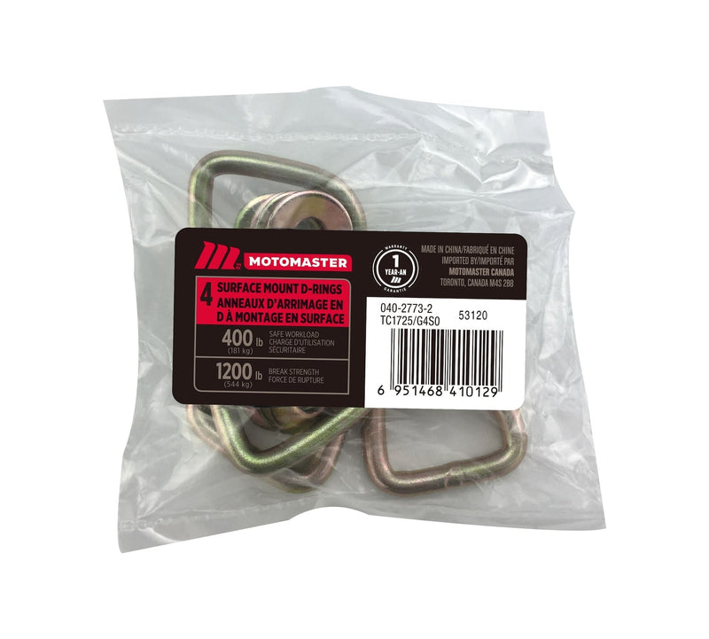 1,200-lb Light Duty D-Ring, Surface Mountable, 4-pk T1Z6