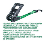1,500-lb Carbon Ratchet Tie Downs, Weatherproof, 1-in x 14-ft, 4-pk, Green U0M3 - product image 4