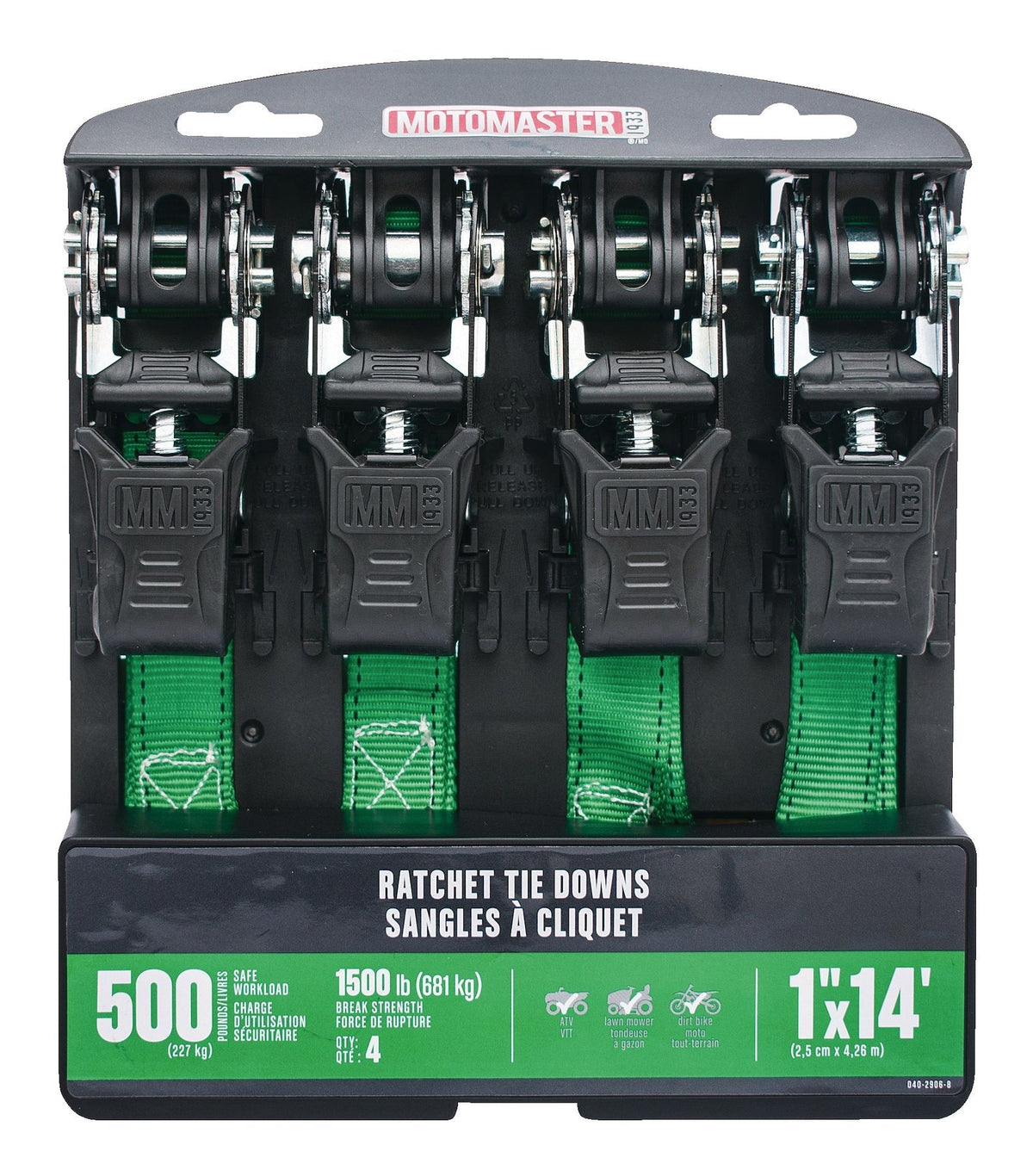 1,500-lb Padded Ratchet Tie Down Straps, 1-in x 14-ft, 4-pk I1C6 - product image 5