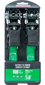 1,500-lb Padded Ratchet Tie Down Straps, Weatherproof, 1-in x 6-ft, 2-pk X1U2 - product image 2