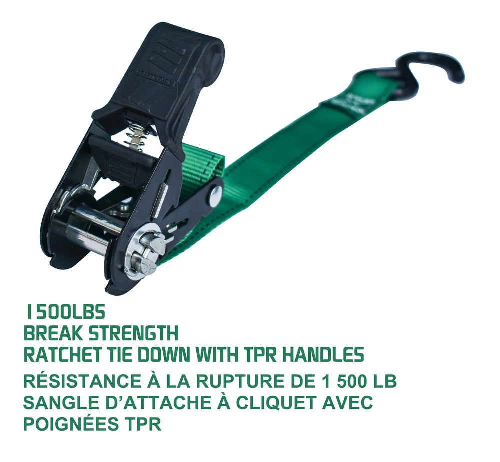 1,500-lb Padded Ratchet Tie Down Straps, Weatherproof, 1-in x 6-ft, 2-pk X1U2 - product image 5