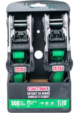 1,500-lb Ratchet Tie Down Straps, with Padded Handle, 1-in x 10-ft, 2-pk D0P4 - product image 2