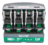 1,500-lb Ratchet Tie Down, with Padded D-Handle, 1-in x 14-ft, 4-pk, Green F2J5 - product image 4