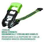 1,500-lb Reflective Ratchet Tie-Down Strap with Padded D-Handle, 1-in x 12-ft, 2-pk Y1O8 - product image 4