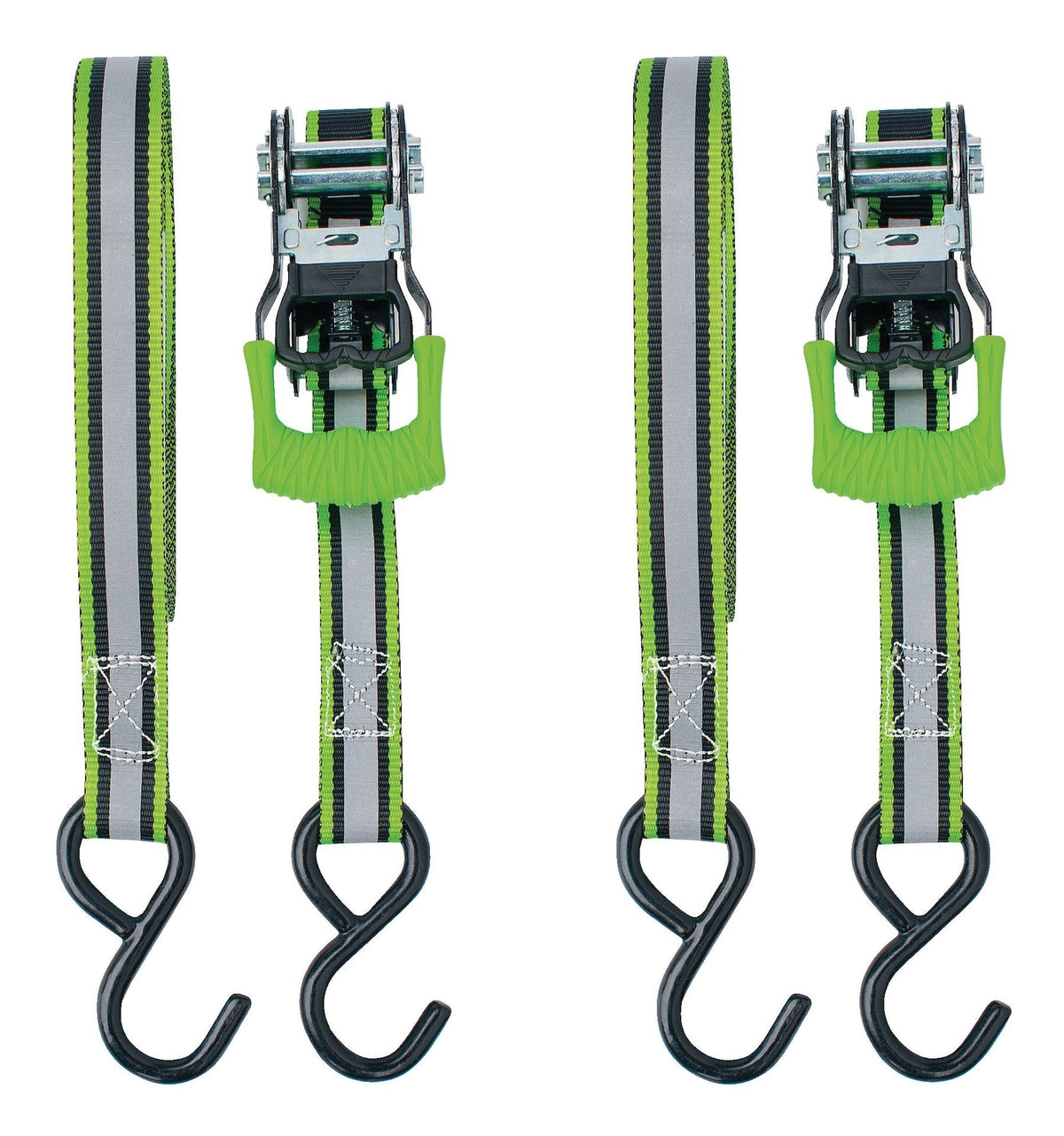 1,500-lb Reflective Ratchet Tie-Down Strap with Padded D-Handle, 1-in x 12-ft, 2-pk Y1O8 - product image 6