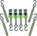 1,500-lb Reflective Ratchet Tie Down Strap, with Padded D-Handle, 1-in x 12-ft, 4-pk, Green A6Z2 - product image 1