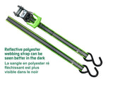 1,500-lb Reflective Ratchet Tie Down Strap, with Padded D-Handle, 1-in x 12-ft, 4-pk, Green A6Z2 - product image 4