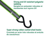 1,500-lb Reflective Ratchet Tie Down Strap, with Padded D-Handle, 1-in x 12-ft, 4-pk, Green A6Z2 - product image 6