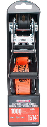 3,000-lb Heavy Duty Ratchet Tie Down Strap, Non-Padded, 1-in x 14-ft Y7M8 - product image 4