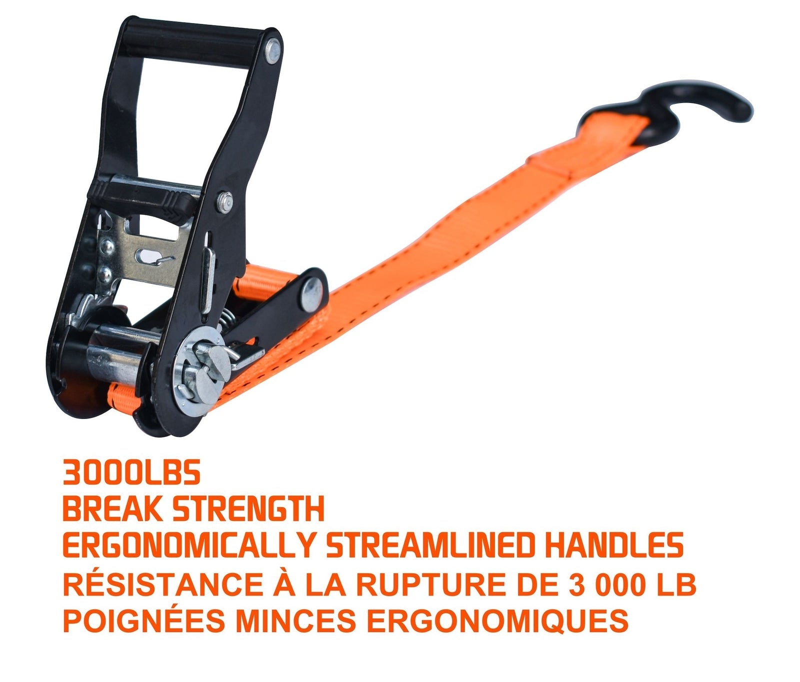 3,000-lb Heavy Duty Ratchet Tie Down Strap, Non-Padded, 1-in x 14-ft Y7M8 - product image 5