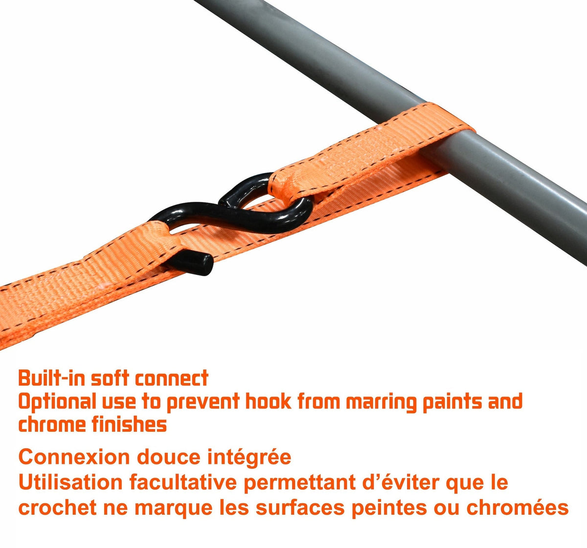 3,000-lb Heavy Duty Ratchet Tie Down, with Padded D-Handle, 1.25-in x 14-ft, 4-pk Y5A5 - product image 5