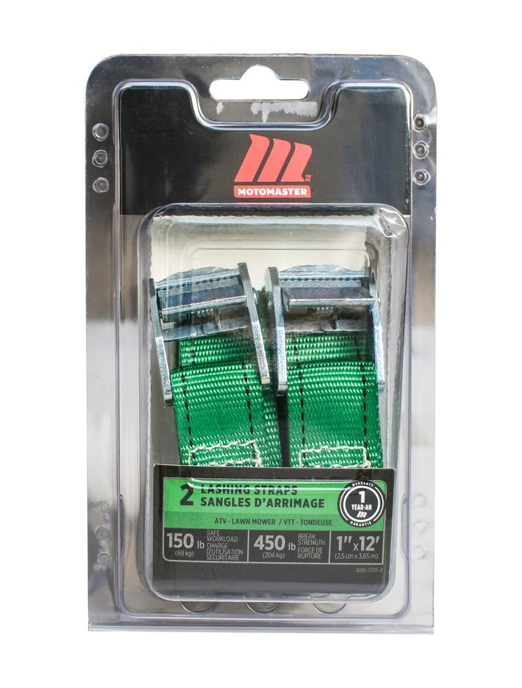 450-lb Light Duty Lashing Straps with Cam Buckle Clasps, Weatherproof, 1-in x 12-ft, 2-pk F7D8 - product image 2