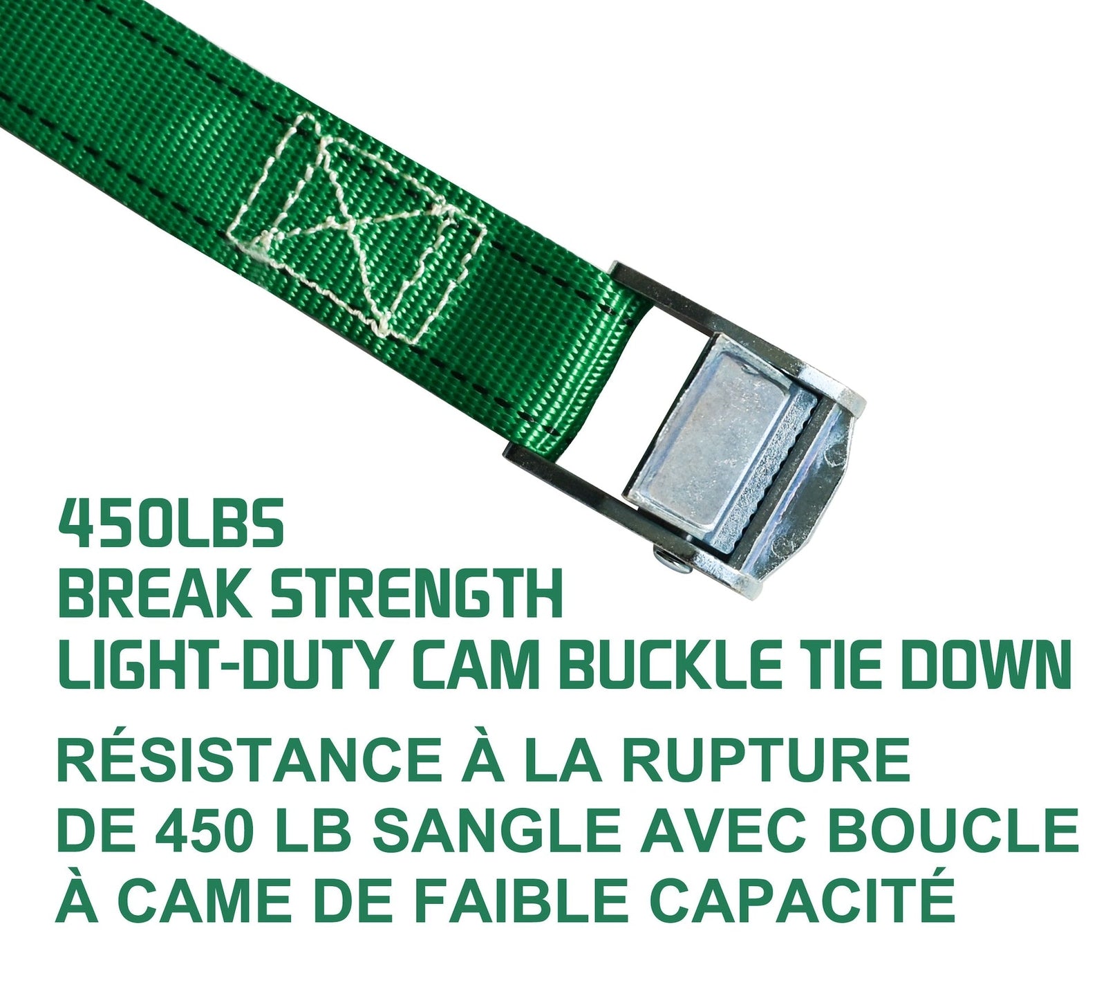 450-lb Light Duty Lashing Straps with Cam Buckle Clasps, Weatherproof, 1-in x 12-ft, 2-pk F7D8 - product image 4