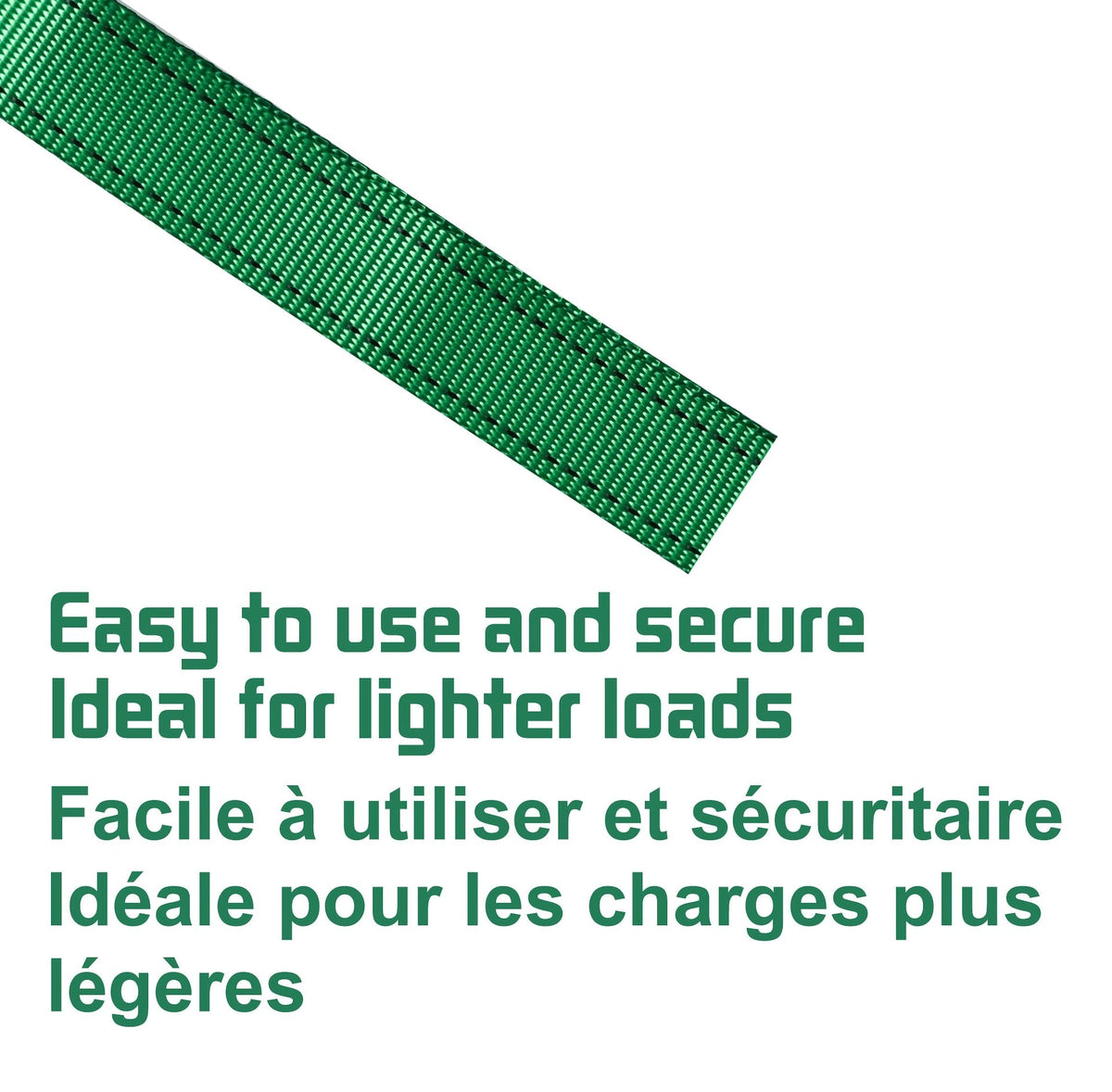 450-lb Light Duty Lashing Straps with Cam Buckle Clasps, Weatherproof, 1-in x 12-ft, 2-pk Z9F4 - product image 5