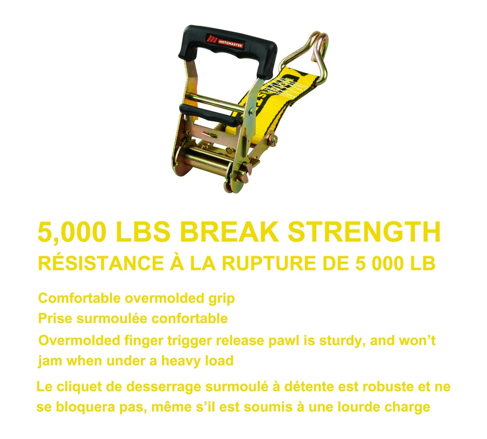 5,000-lb Commercial Ratchet Tie Down Strap with Double-J Hook, 2-in x 25-ft A4W6 - product image 3
